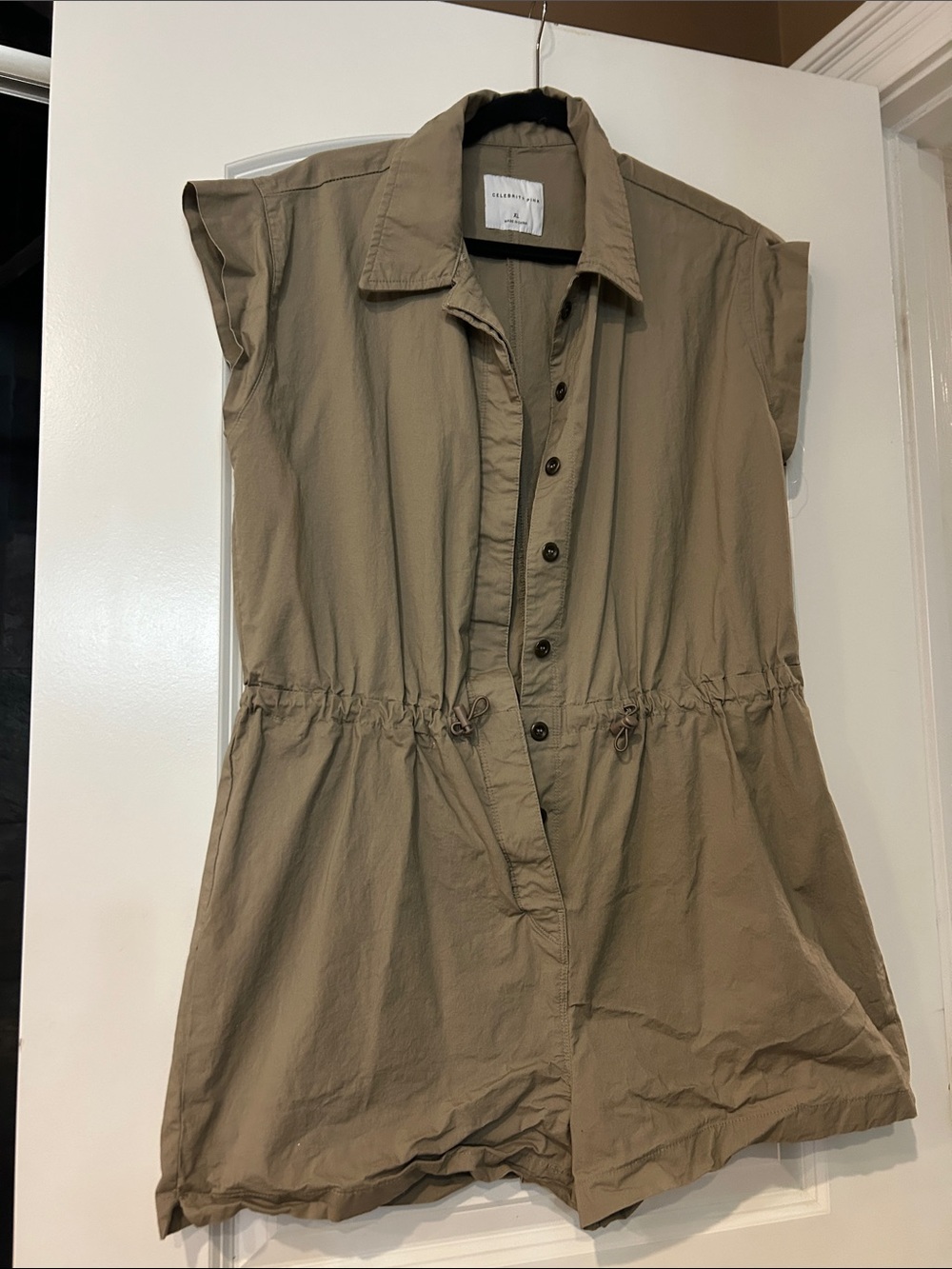 Celebrity Pink Olive Green Utility Romper